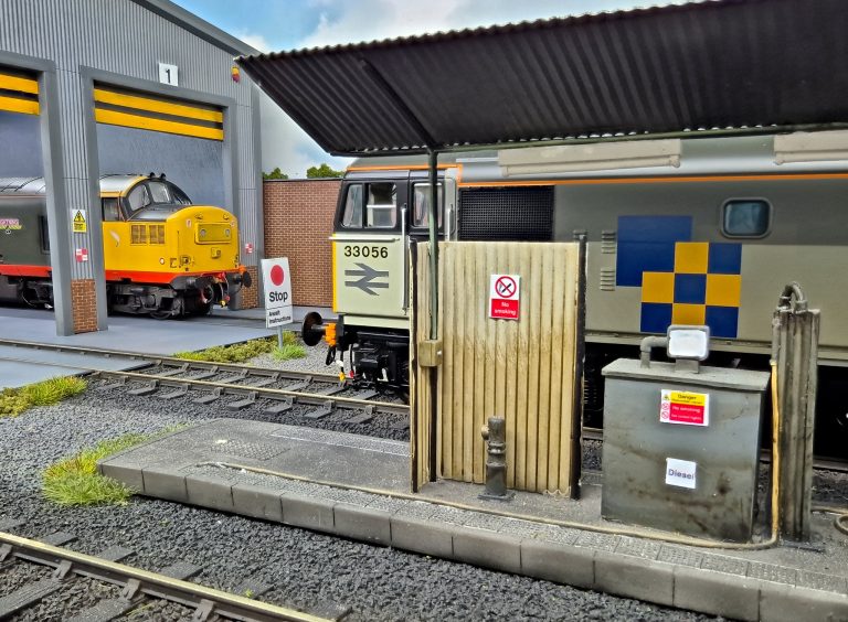 Fuelling point and oil tanks beside the depot shed at Lockton Lane