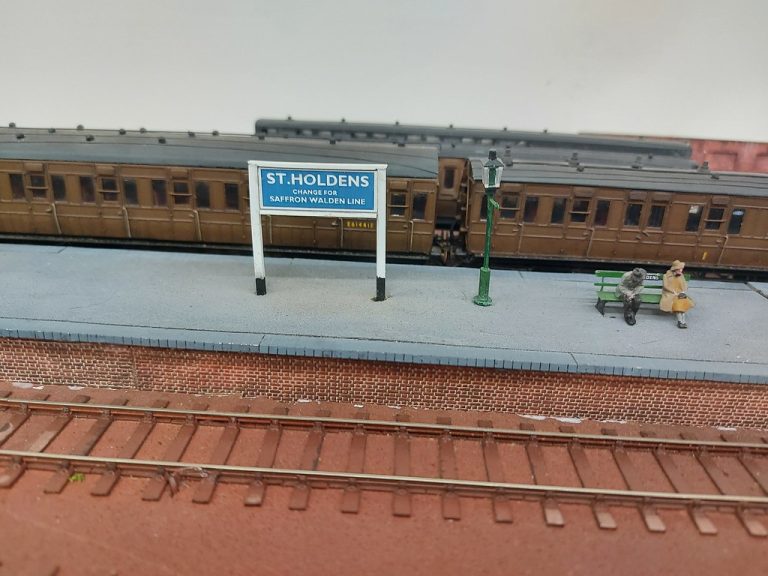 Coaches at the platform below the St Holdens running-in board