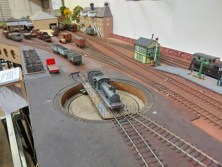 Locomotive on the turntable by the engine shed at St Holdens