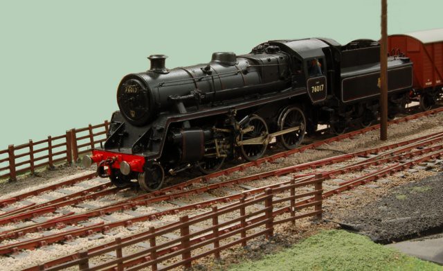BR Standard Class 4 locomotive with a goods train at Whitchurch